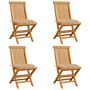 Voir la diapositive 1 : VIDAXL Chaises de jardin et coussins beige lot de 4 Bois teck massif