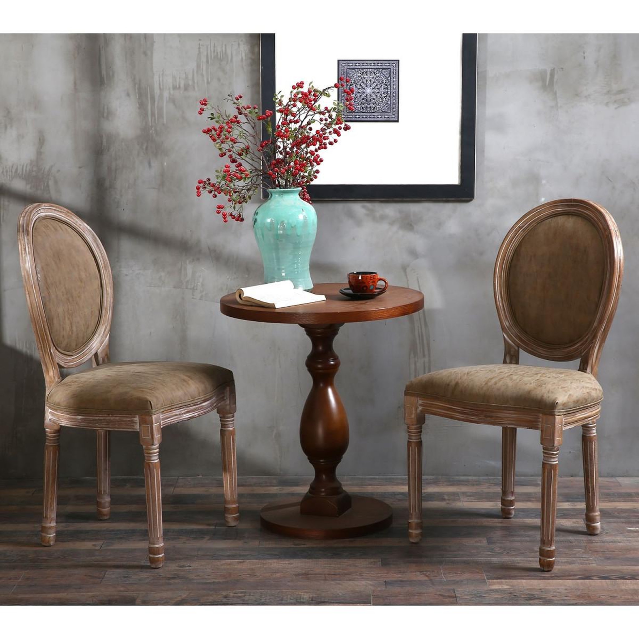 Voir la diapositive 3 : Paris Prix Lot de 2 chaises médaillon  quing  96cm taupe
