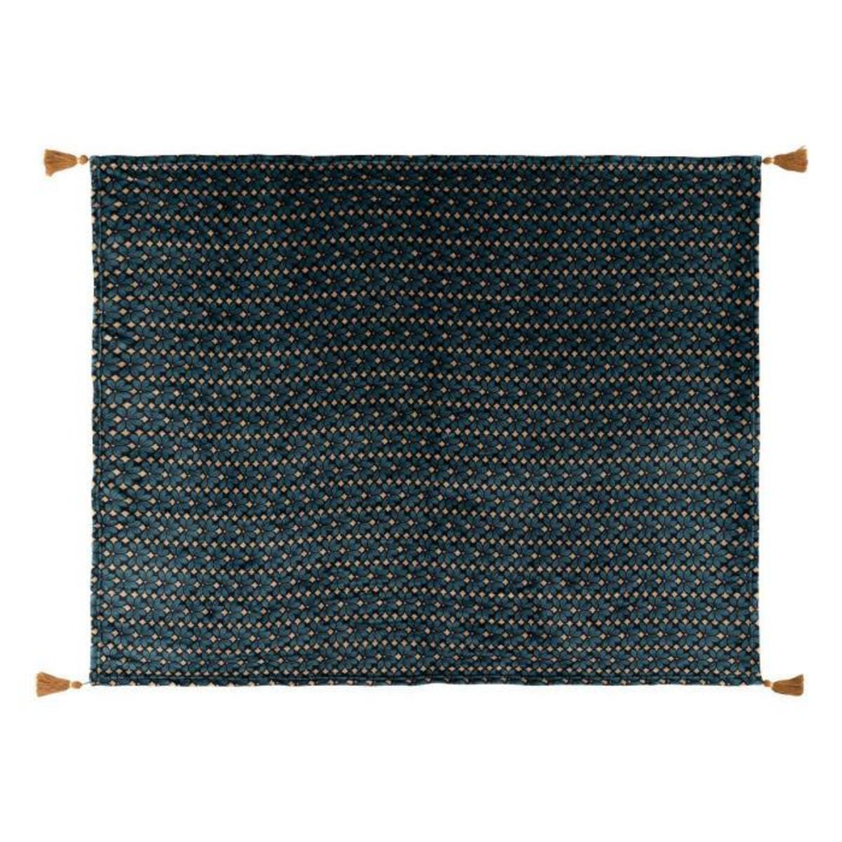 Paris Prix Plaid en Flanelle Imprimé  Jiling  125x150cm Bleu & Camel