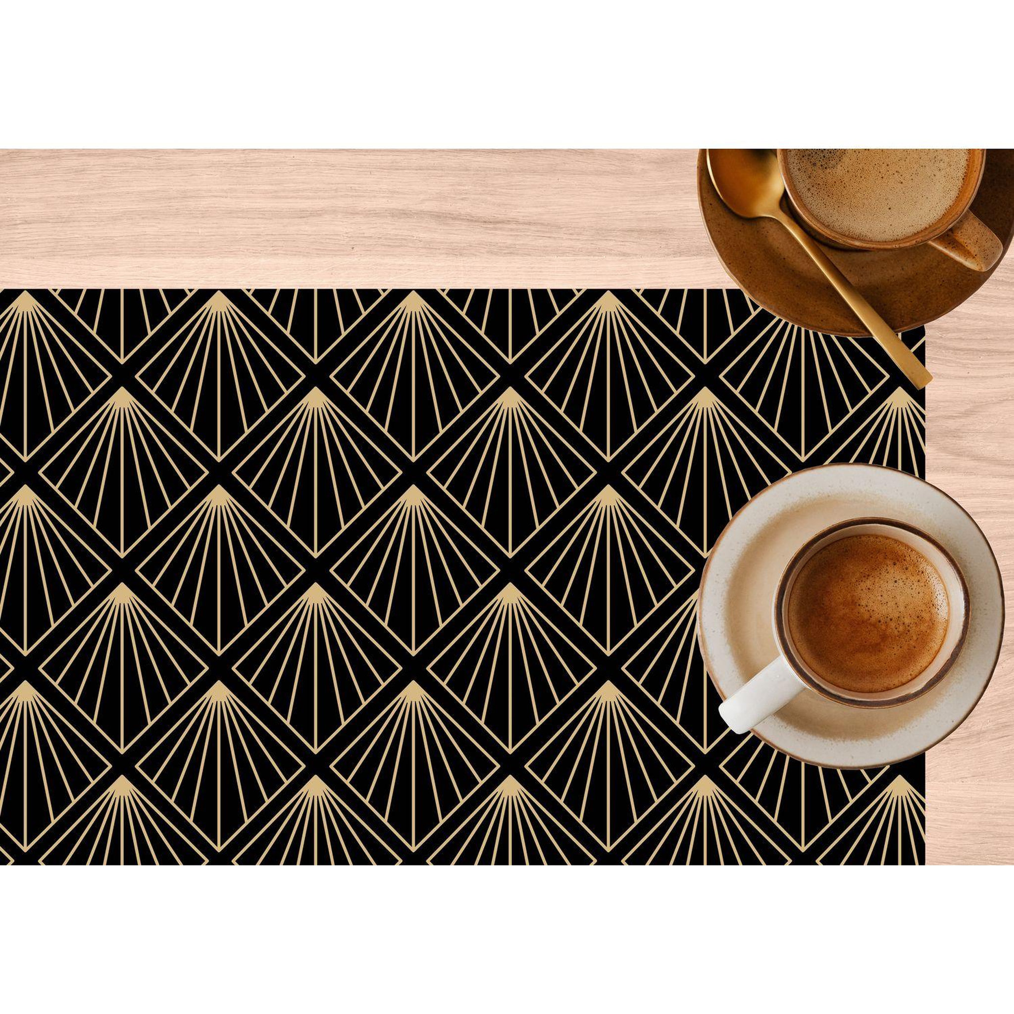 Voir la diapositive 2 : TOILINUX Lot de 6 sets de table avec encre métallique elior - 30 x 45 cm - or et noir