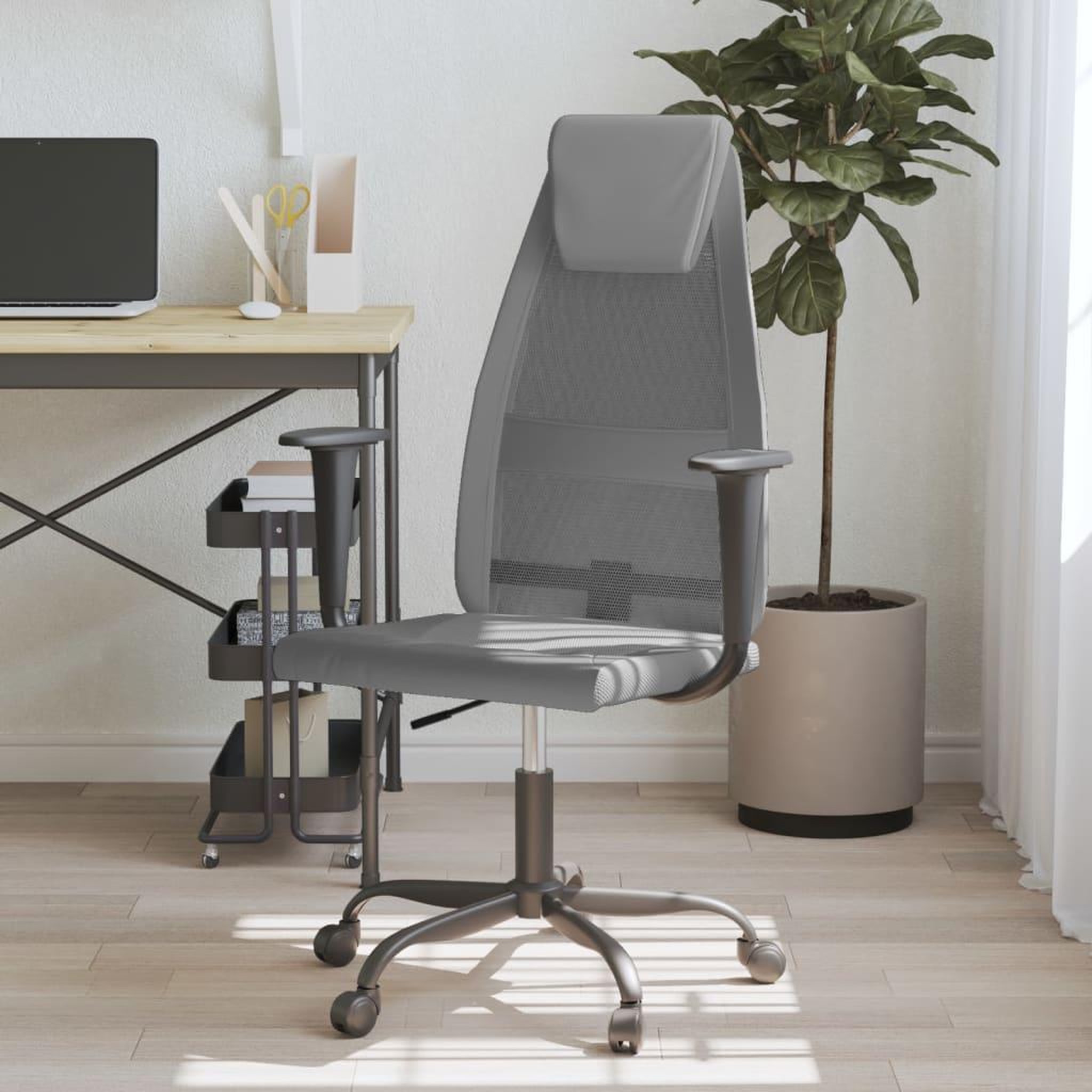 VIDAXL Chaise de bureau reglable en hauteur gris