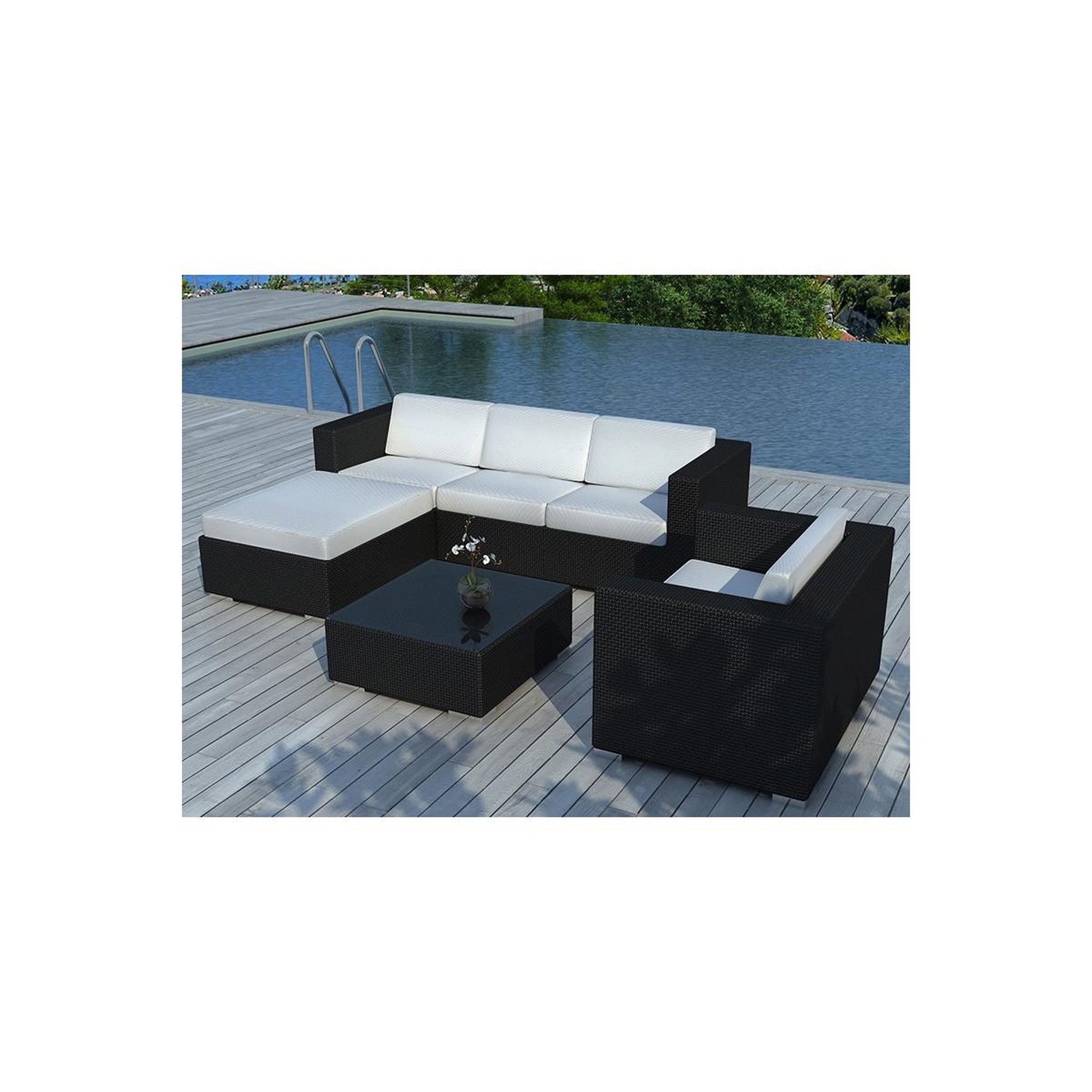 Voir la diapositive 3 : Paris Prix Salon de jardin en résine  valentino  82cm blanc & noir