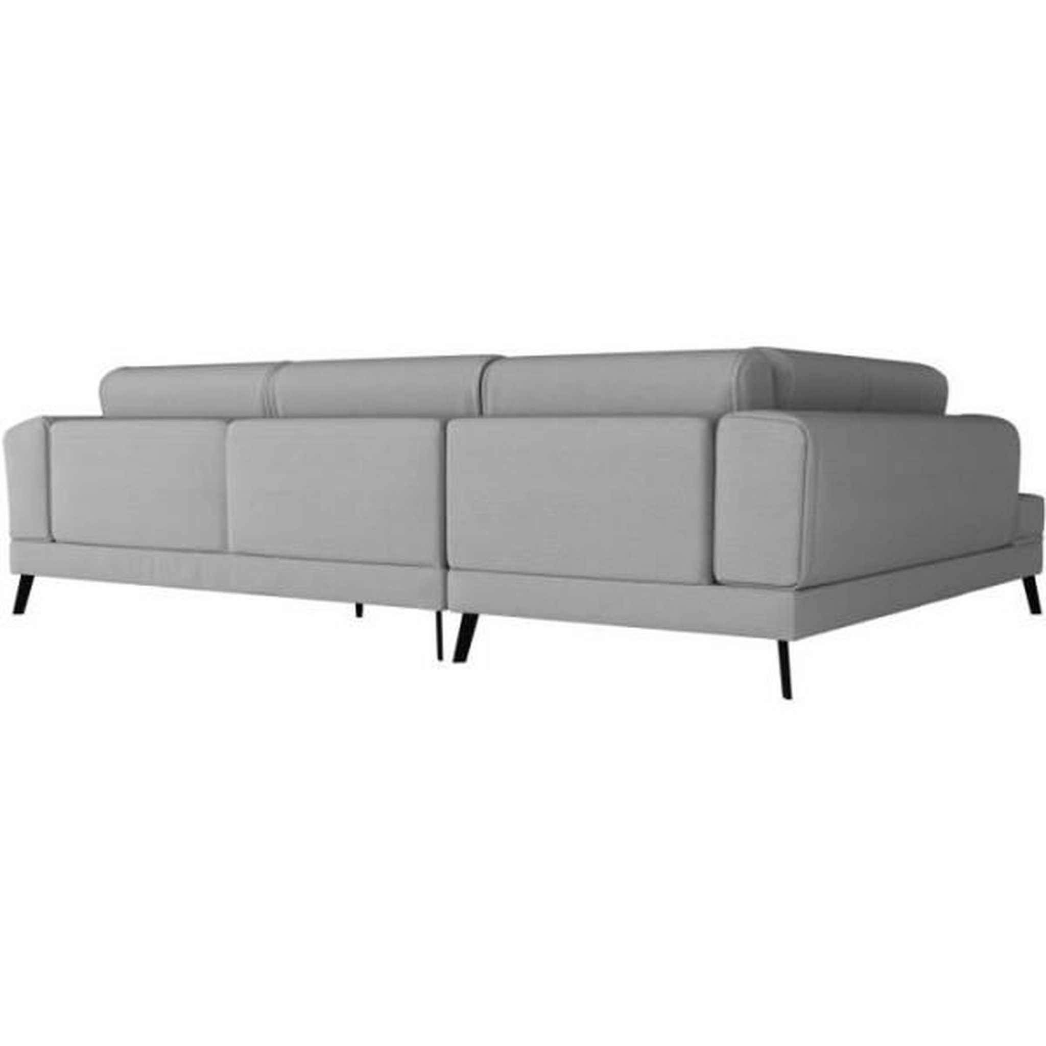 Voir la diapositive 4 : LOUNGITUDE Canapé d'angle gauche convertible IMPERIAL 5 places - Tissu gris clair - 2 coffres de rangement - L304 x P212 x H86 cm