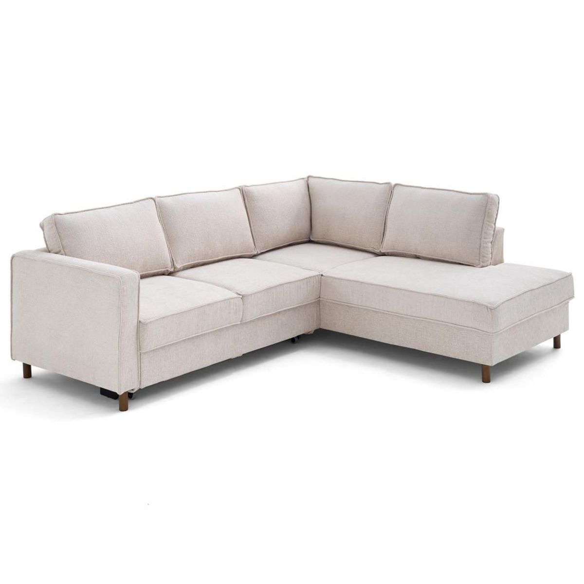 LISA DESIGN Jake - canapé d'angle droit 5 places convertible en tissu velours relief