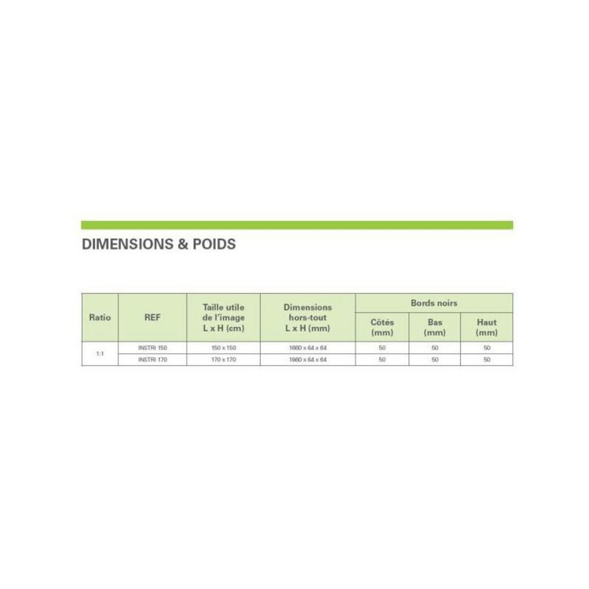 INSTAAL Écran de projection manuel trépied 170x170cm - instri170b