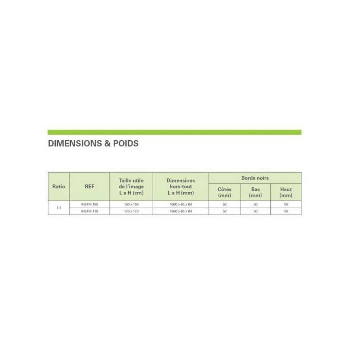 INSTAAL Écran de projection manuel trépied 170x170cm - instri170b