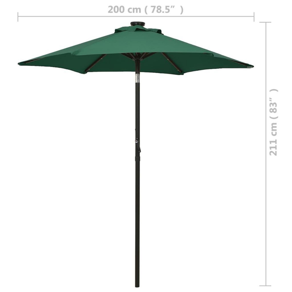 VIDAXL Parasol de jardin avec lumieres LED vert 200x211 cm aluminium