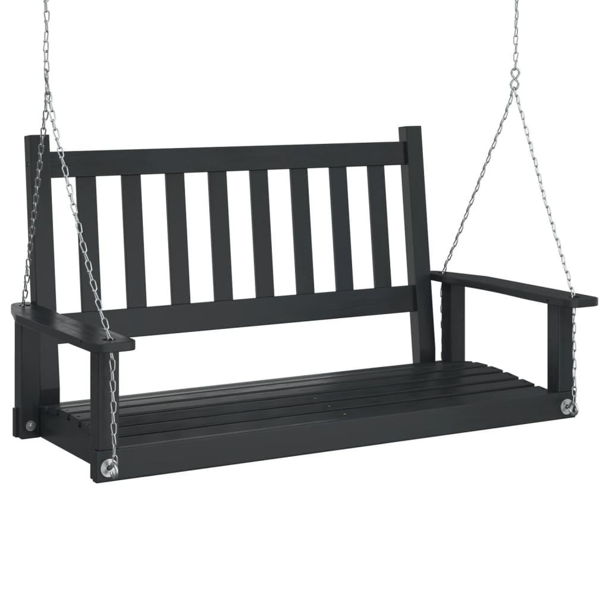 Voir la diapositive 2 : VIDAXL Banc de balançoire de jardin chaînes en metal bois massif sapin