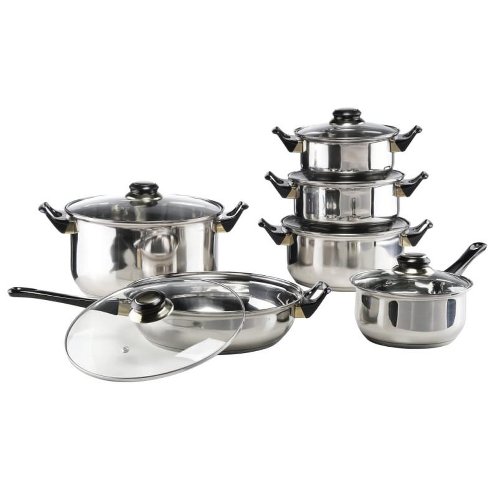 HI HI Ensemble d ustensiles de cuisine 12 pcs Acier inoxydable