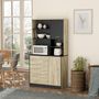 Voir la diapositive 2 : HOMCOM Armoire de cuisine multi-rangements 2 portes 3 tiroirs 3 étagères + grand plateau 90L x 39l x 169H cm bicolore chêne clair gris