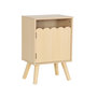 Voir la diapositive 1 : SWEEEK Table de chevet enfant décor bois naturel 1 porte. pieds bois de pin - 34 x 23.5 x 52 cm  - Azur