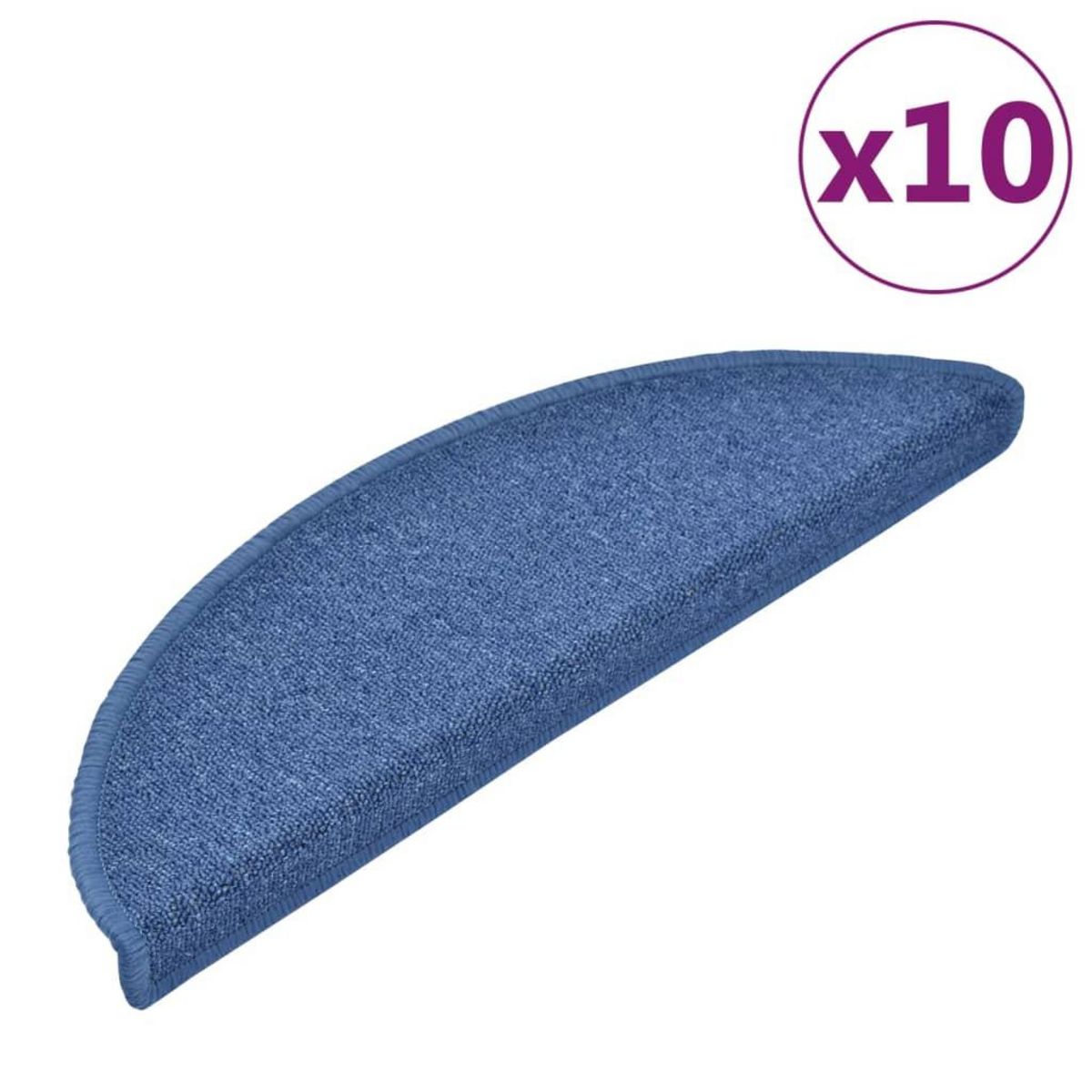 VIDAXL Tapis d'escalier 10 pcs 56x17x3 cm Bleu