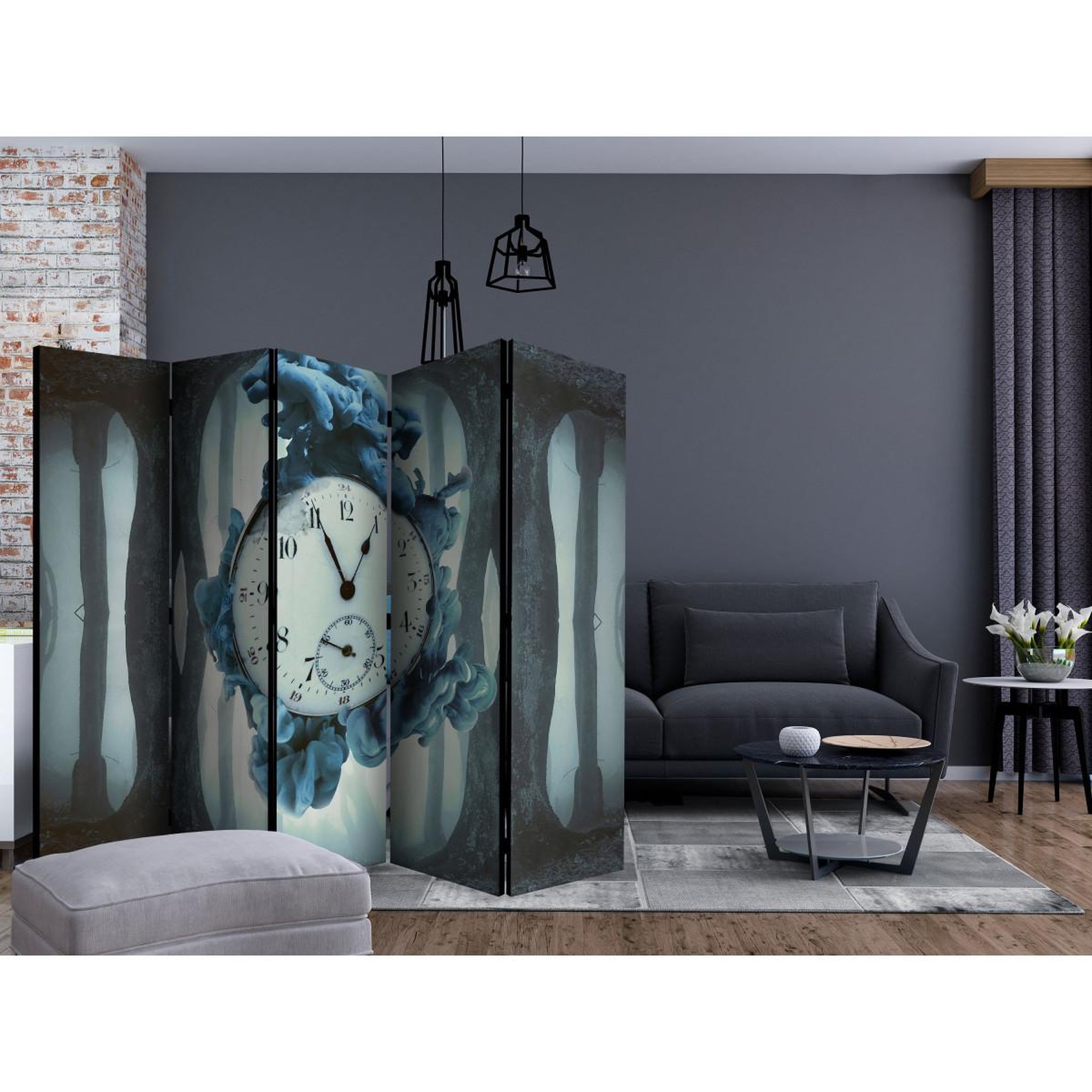Voir la diapositive 2 : Paris Prix Paravent 5 volets  surrealism of time  172x225cm