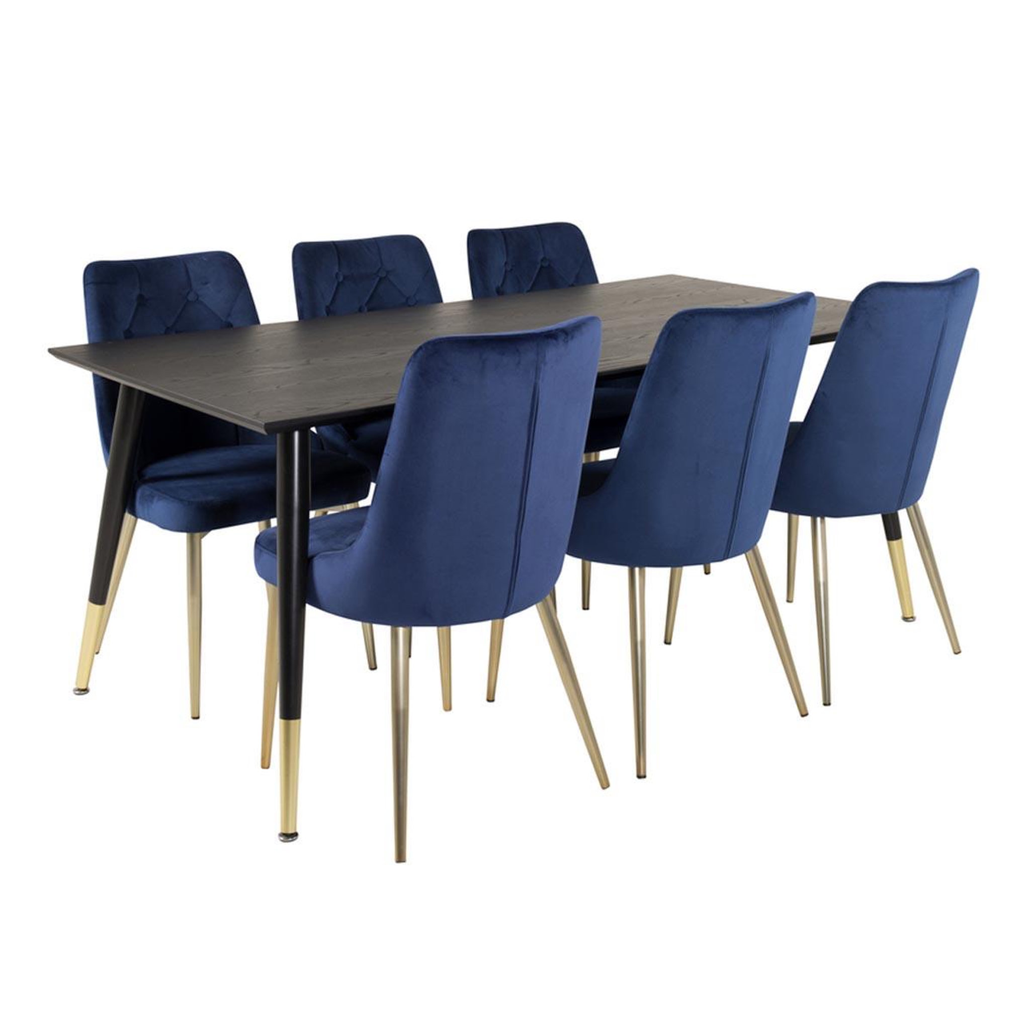 Paris Prix Ensemble table à manger & 6 chaises  dipp & deluxe  180cm noir & bleu