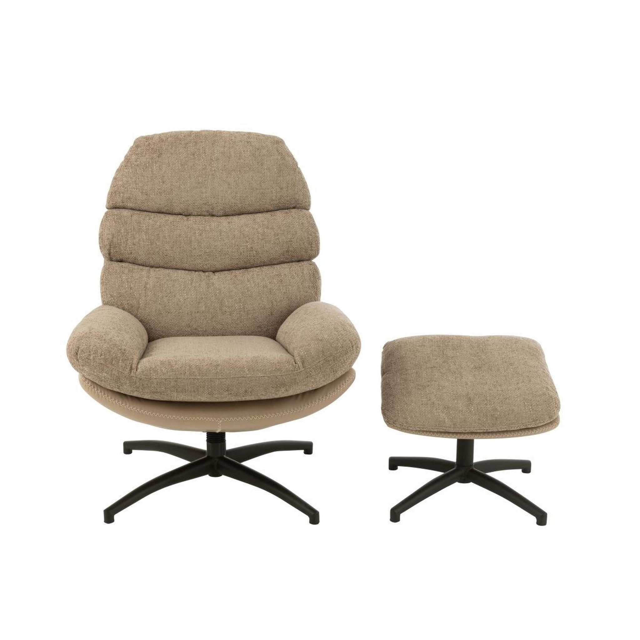 Voir la diapositive 2 : J-LINE Fauteuil Relax & Repose-Pieds  Multiplex  102cm Gris Foncé