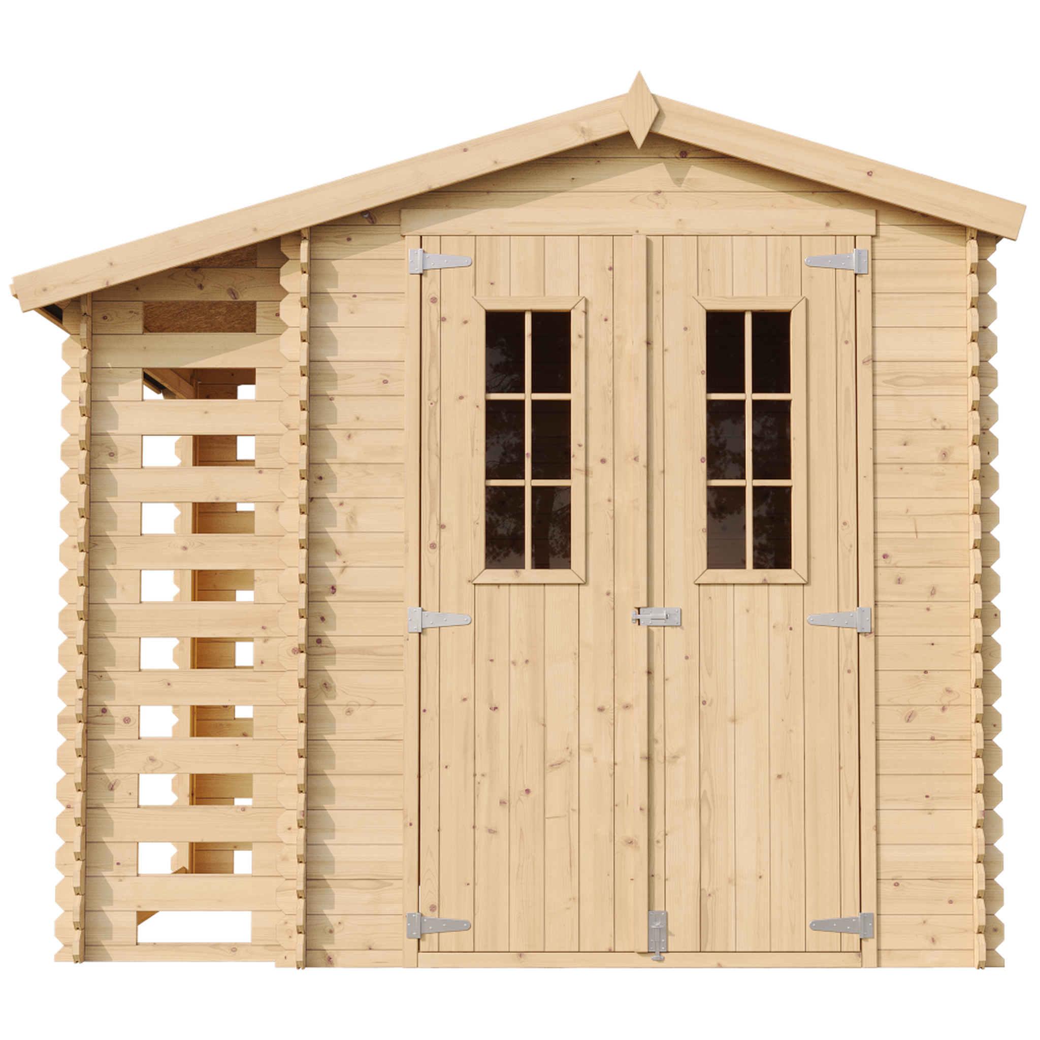 Voir la diapositive 2 : TIMBELA Abri de jardin en bois et range bûches extérieur avec sol traité - 3,53 + 0,97m2 m386c+m386g