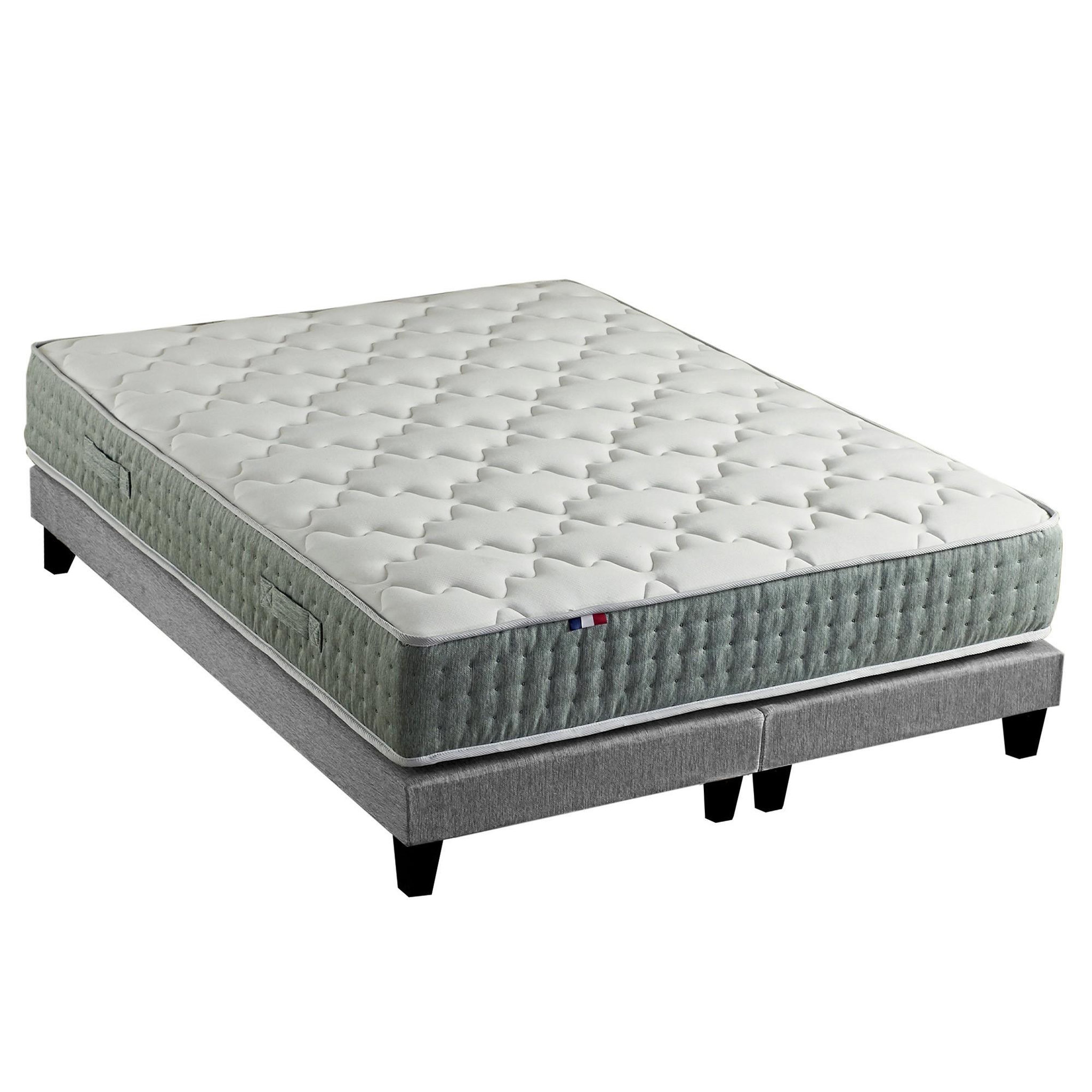 Voir la diapositive 1 : IDLITERIE Ensemble matelas à ressorts HYGGE et sommier déco pour un confort optimal