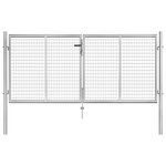 VIDAXL Portail de jardin en acier galvanise 306 x 100 cm Argent