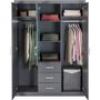 Voir la diapositive 4 : Armoire en  pin massif  3 tiroirs 3 portes +  miroir L140cm  GERALD