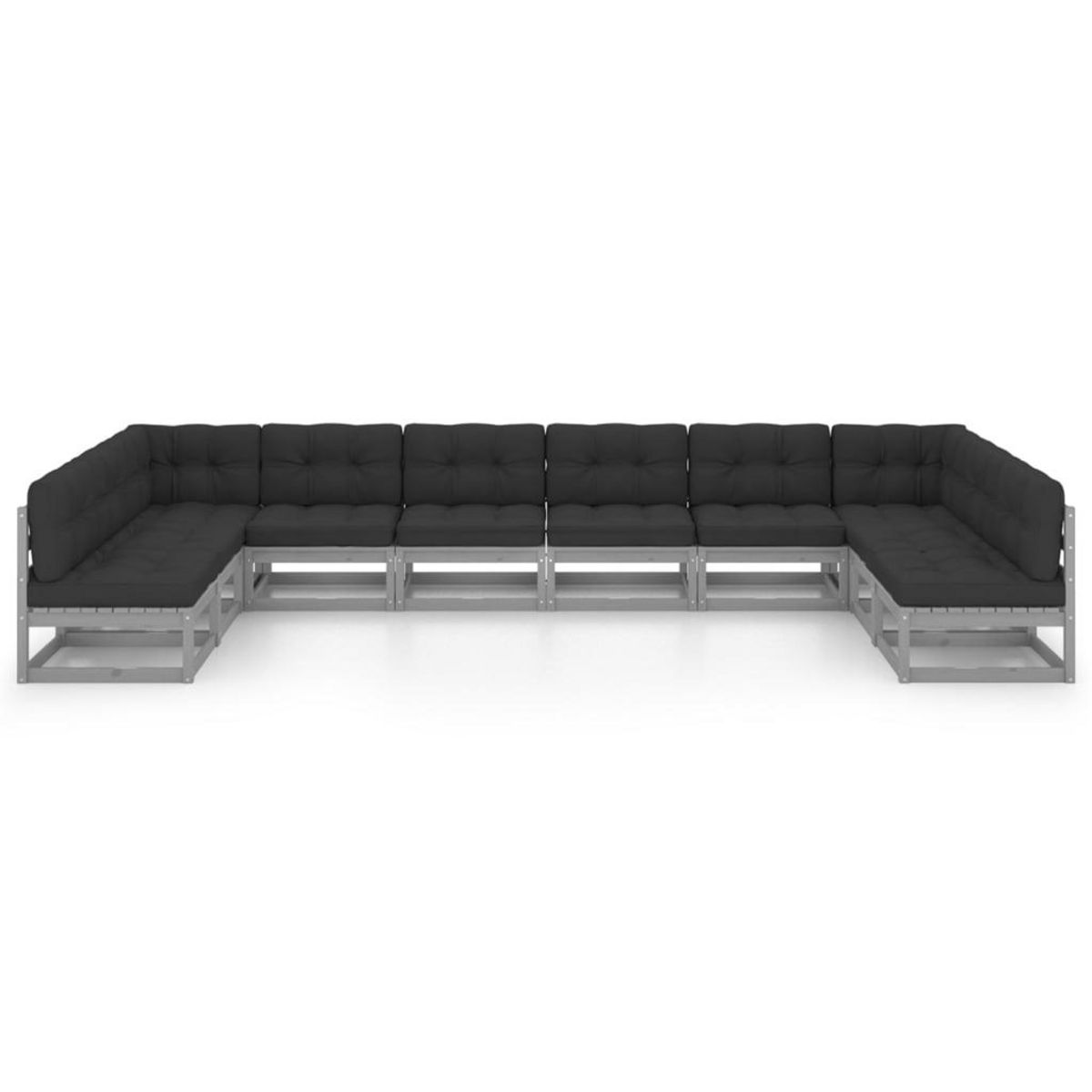 VIDAXL Salon de jardin 10 pcs avec coussins Gris Bois de pin massif