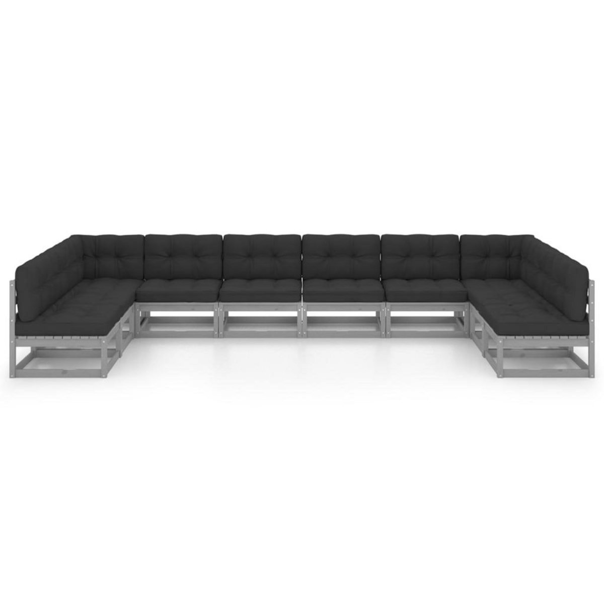 VIDAXL Salon de jardin 10 pcs avec coussins Gris Bois de pin massif
