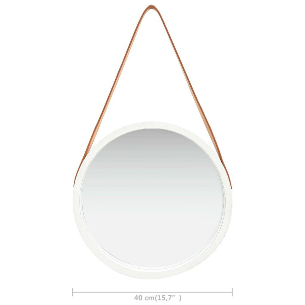 VIDAXL Miroir mural avec sangle 40 cm Blanc