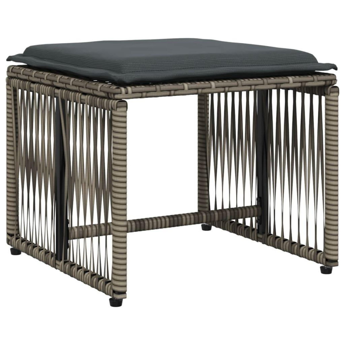 VIDAXL Ensemble a manger de jardin et coussins 7 pcs gris rotin