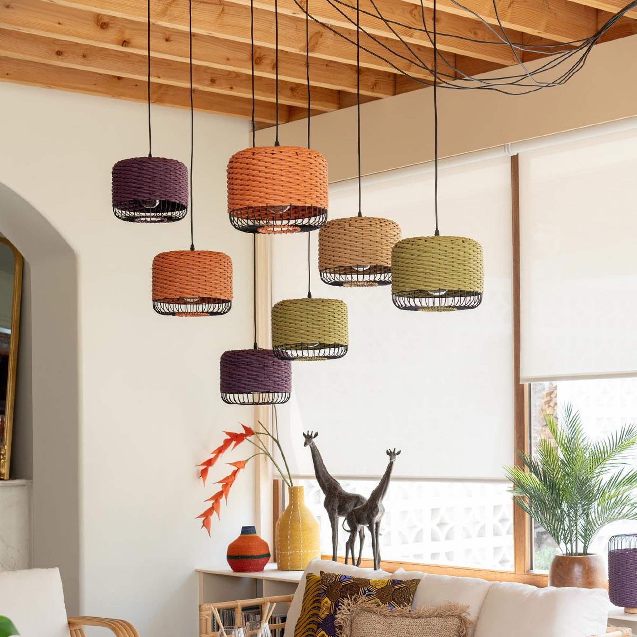 Voir la diapositive 4 : J-LINE Lampe Suspension en Métal  Eldon  27cm Mauve