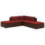 Voir la diapositive 2 : VIDAXL Salon de jardin 5 pcs avec coussins resine tressee marron
