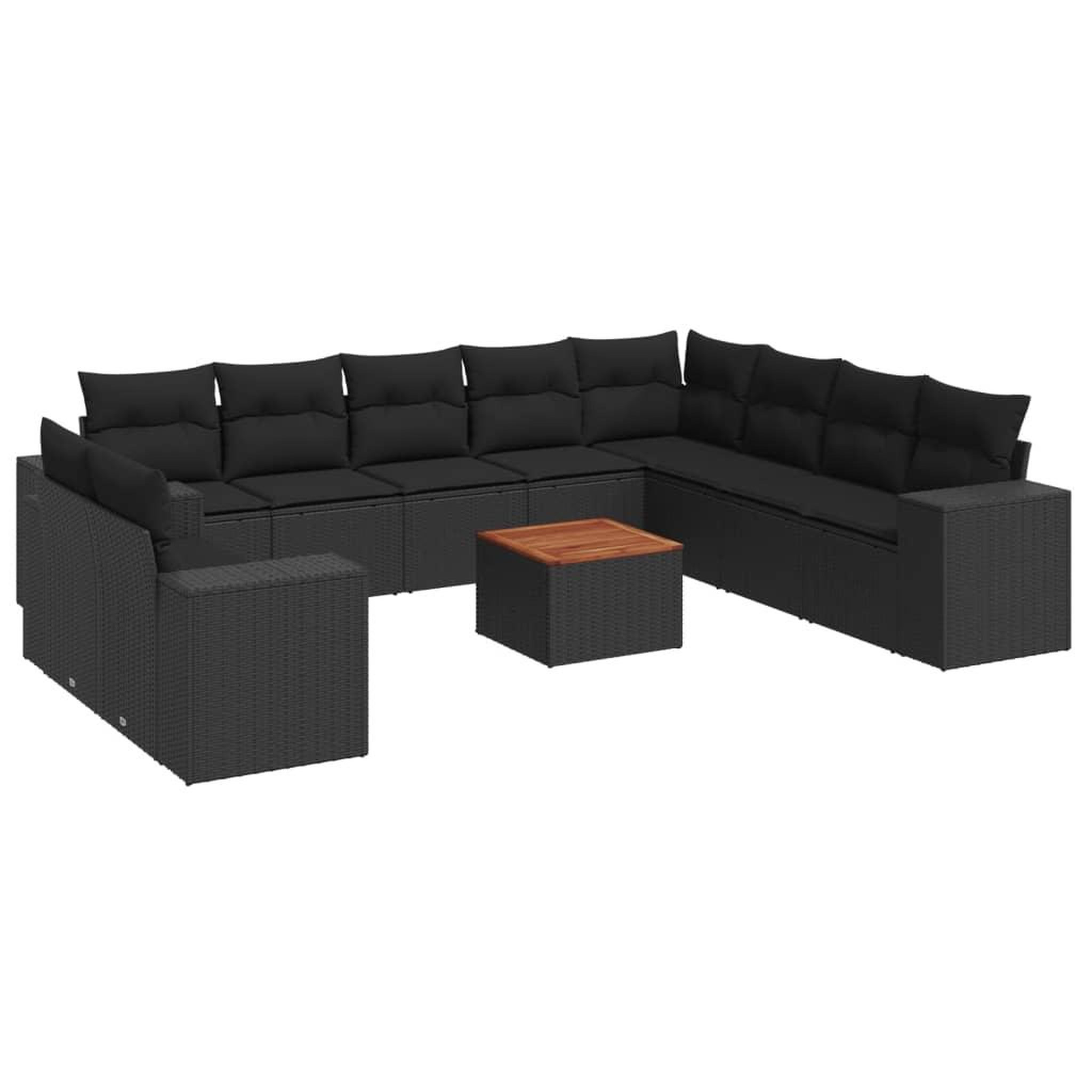 Voir la diapositive 2 : VIDAXL Salon de jardin 11 pcs avec coussins noir resine tressee