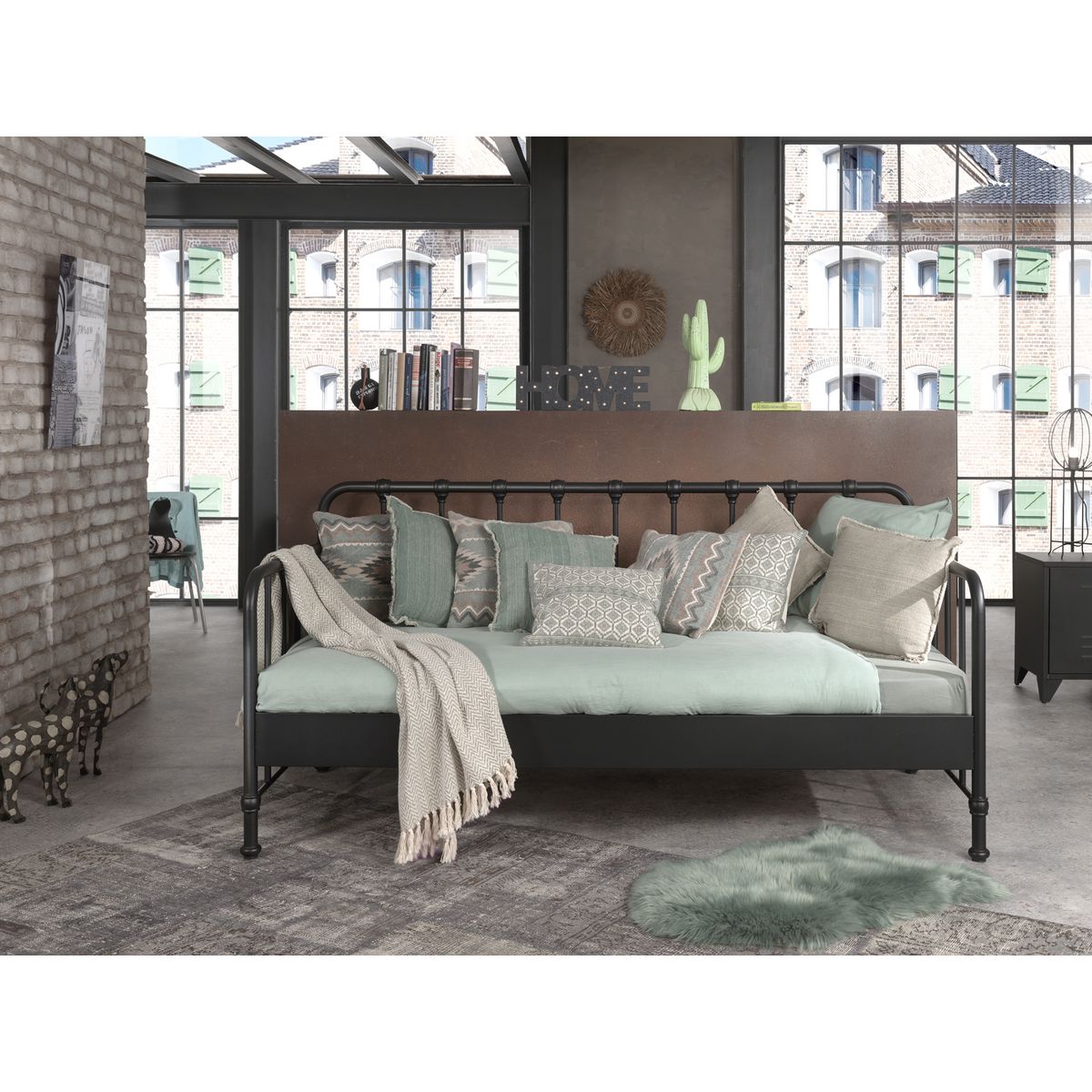 Lit banquette en métal 90x200cm HARLEM