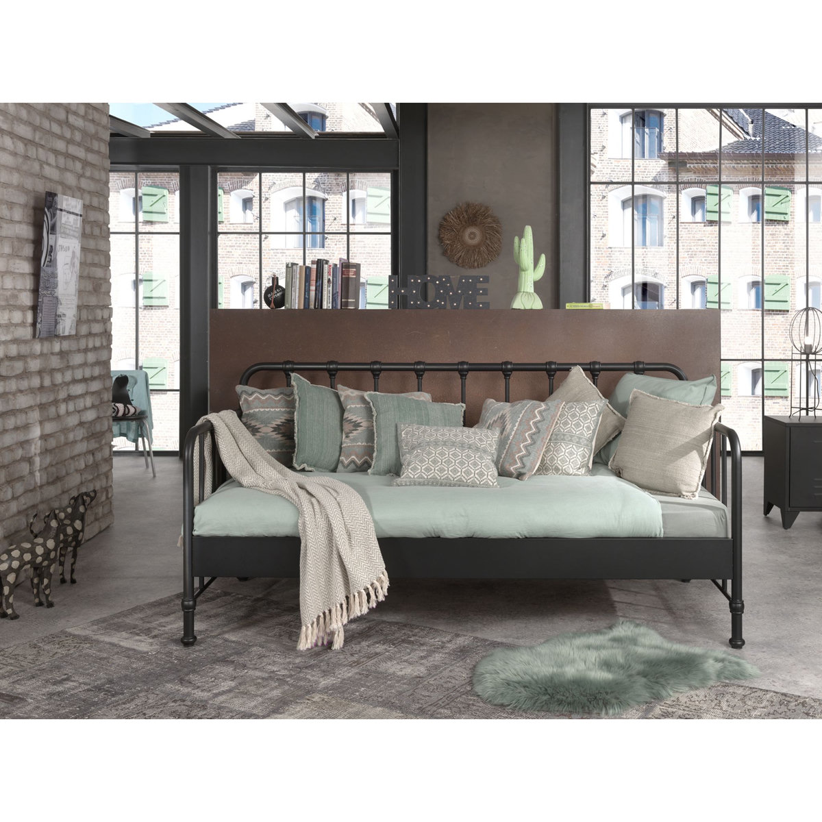 Lit banquette en métal 90x200cm HARLEM