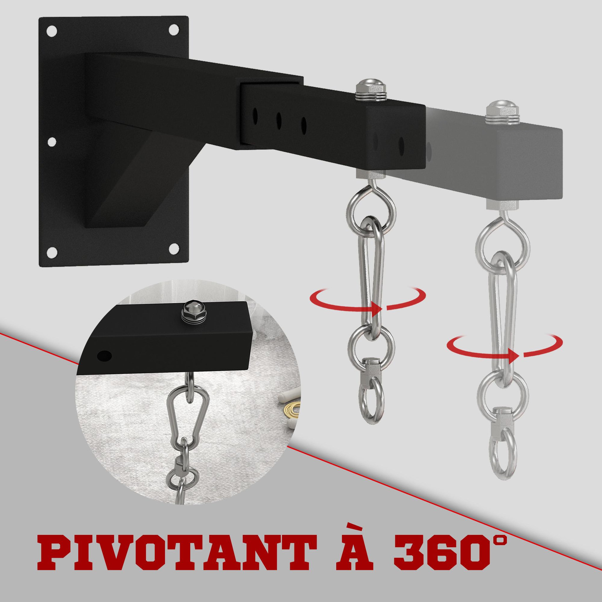 Voir la diapositive 5 : HOMCOM Support sac de boxe fixation sac de frappe réglable charge max. 60 kg acier noir