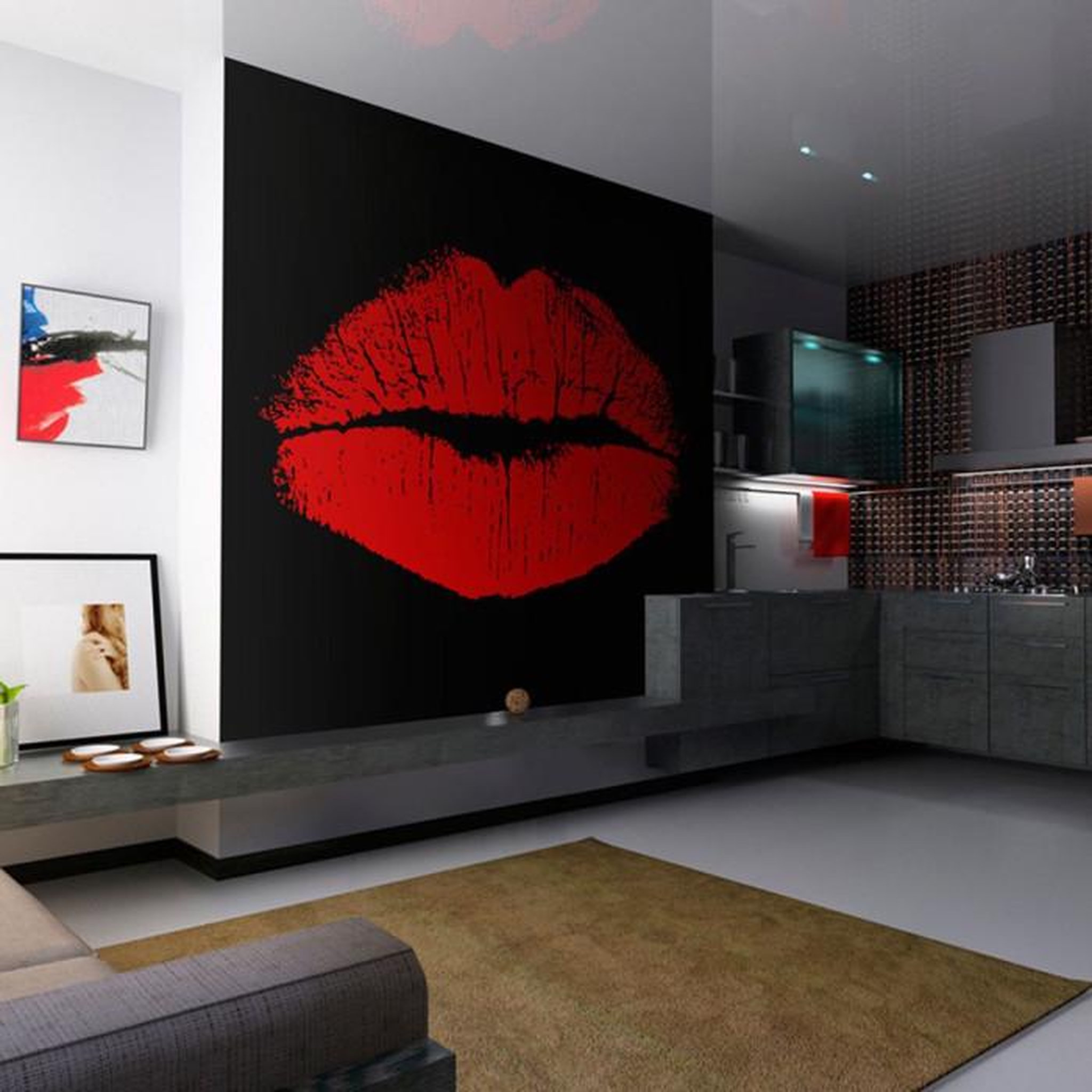 Paris Prix Papier Peint  Sensual Lips. Coloris disponibles : Multicolore