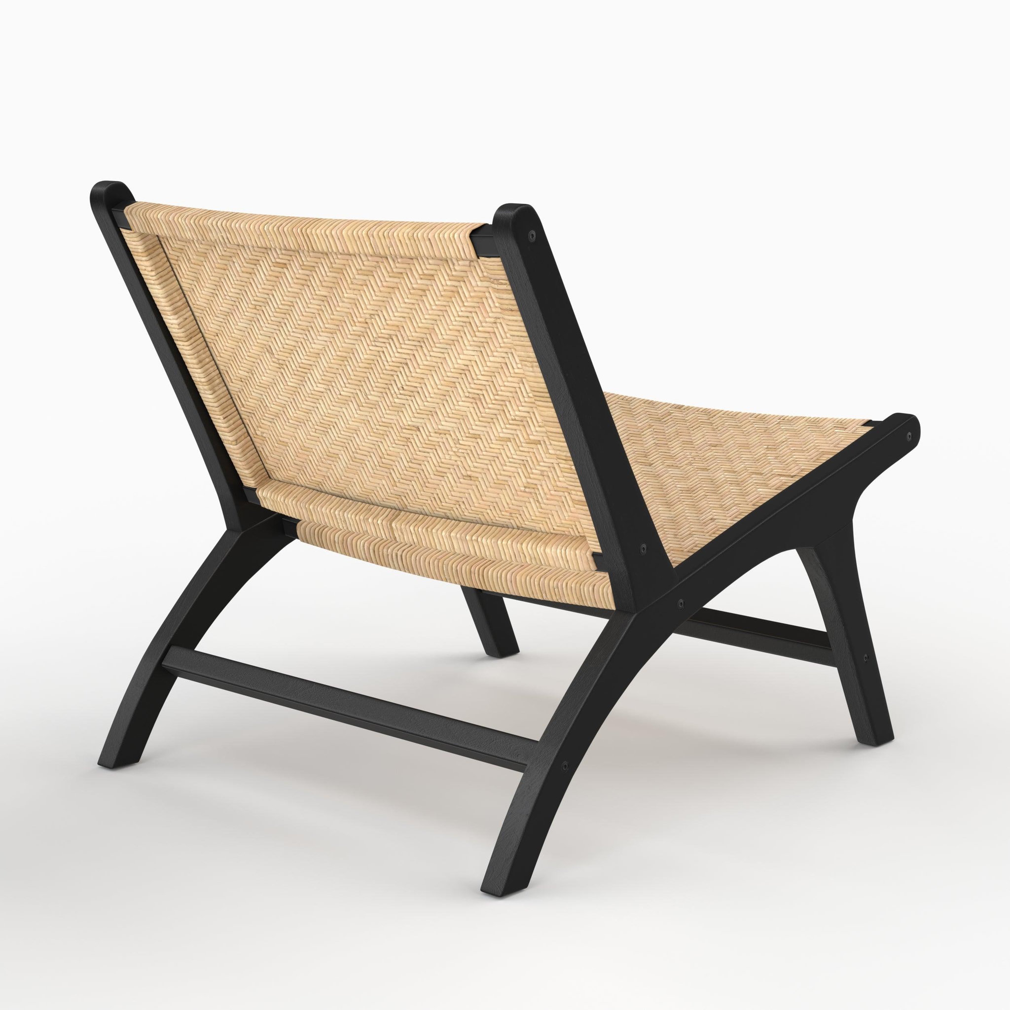 Voir la diapositive 5 : MAISON PAVANE Fauteuil en bois de teck noir et tressage chevron en rotin-kilka