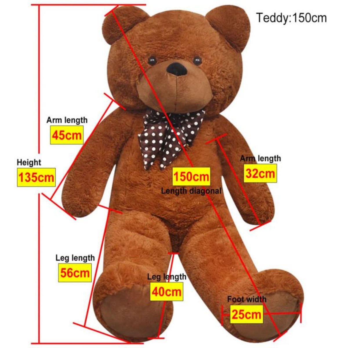 VIDAXL Ourson en peluche XXL Marron 135 cm