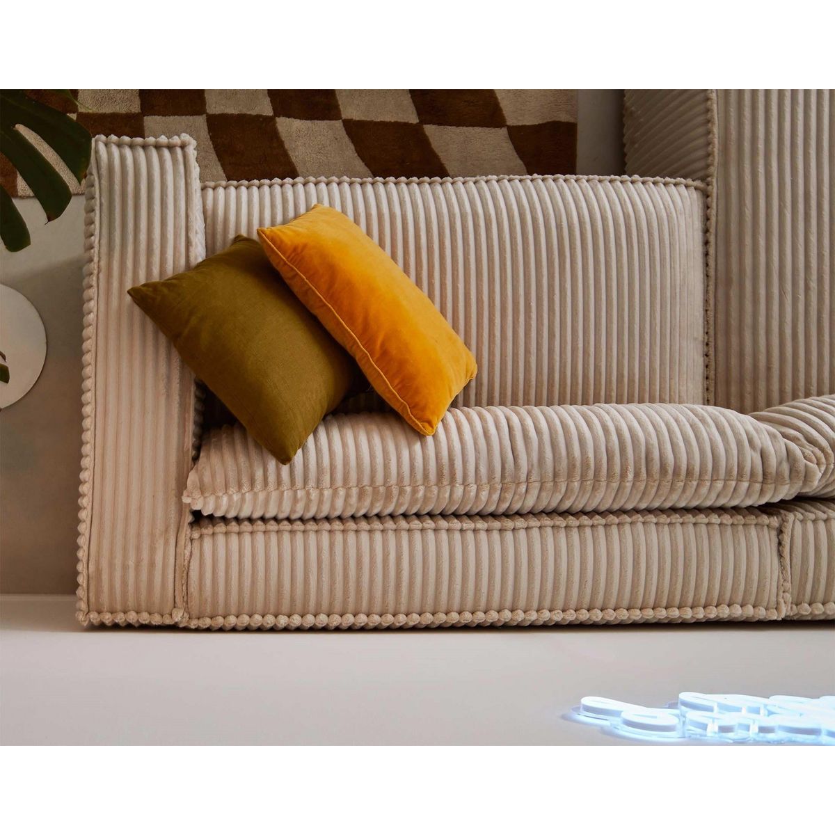 LISA DESIGN Ela - canapé d'angle gauche - 4 places - en velours côtelé grosses côtes