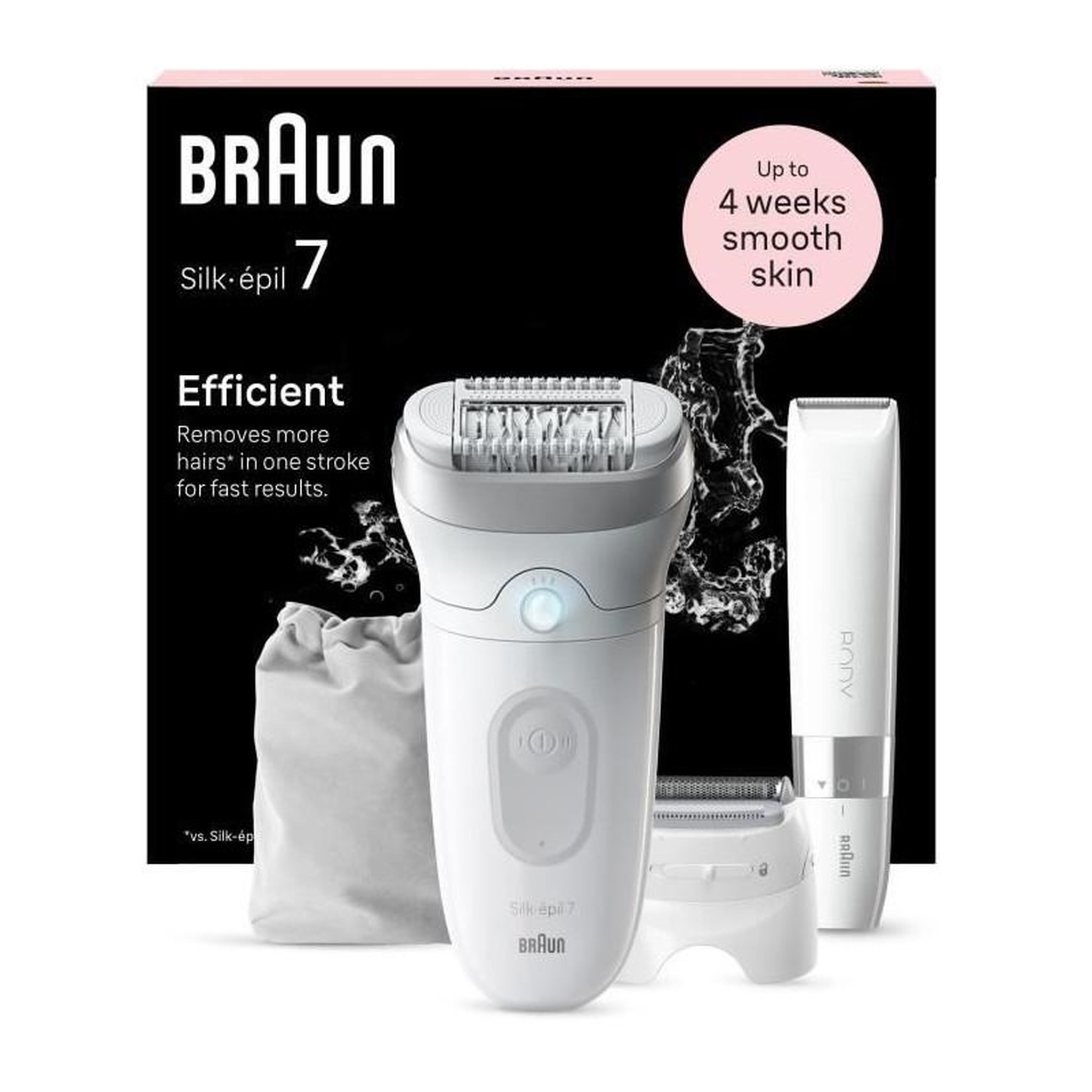 Voir la diapositive 2 : BRAUN Épilateur électrique - BRAUN - Silk-épil 7 - Épilation Facile - Peau douce longue durée - 7-441 - Blanc / Argent