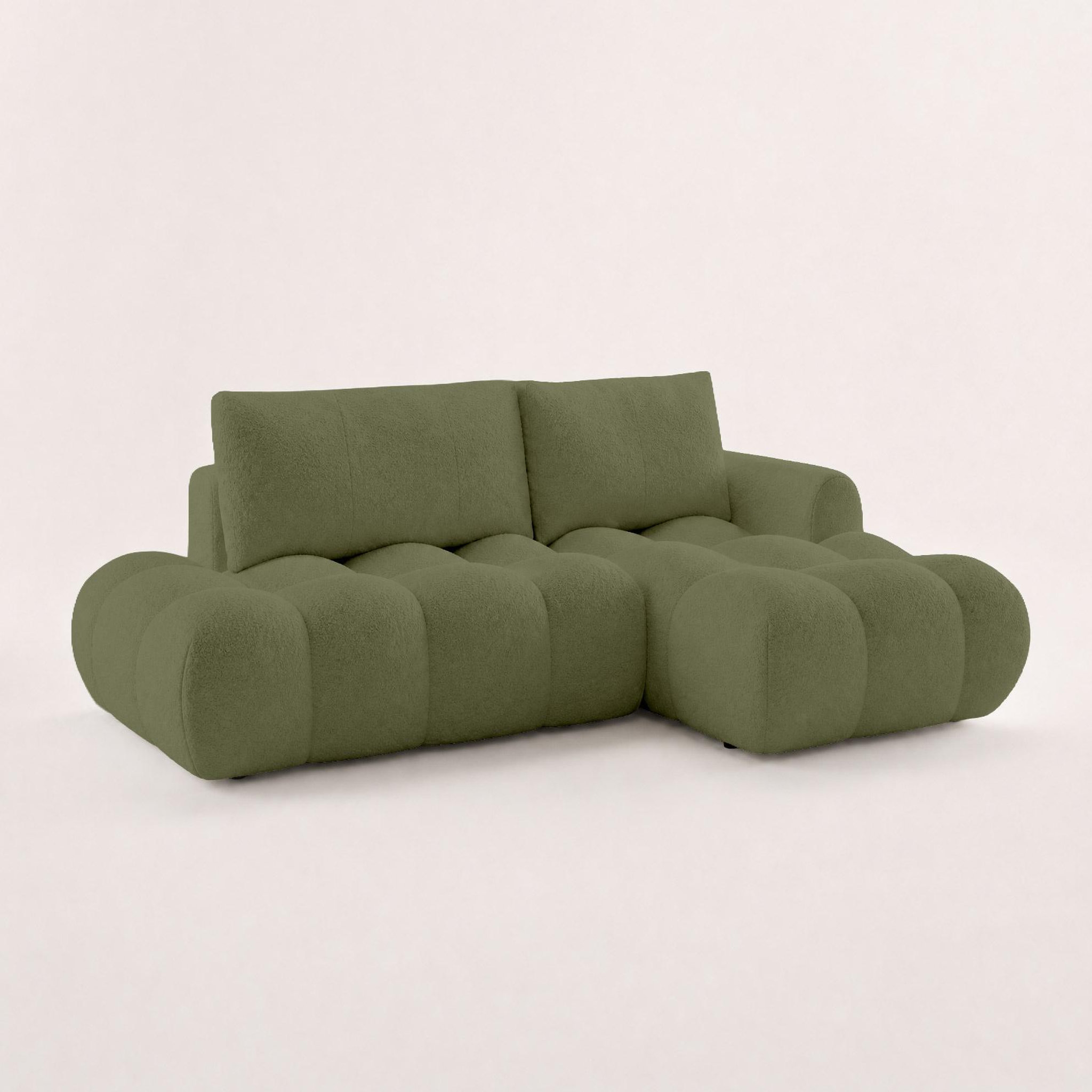 Voir la diapositive 3 : BEST MOBILIER Yulin - canapé d'angle ouvert droit 4 places convertible avec coffre en tissu bouclette