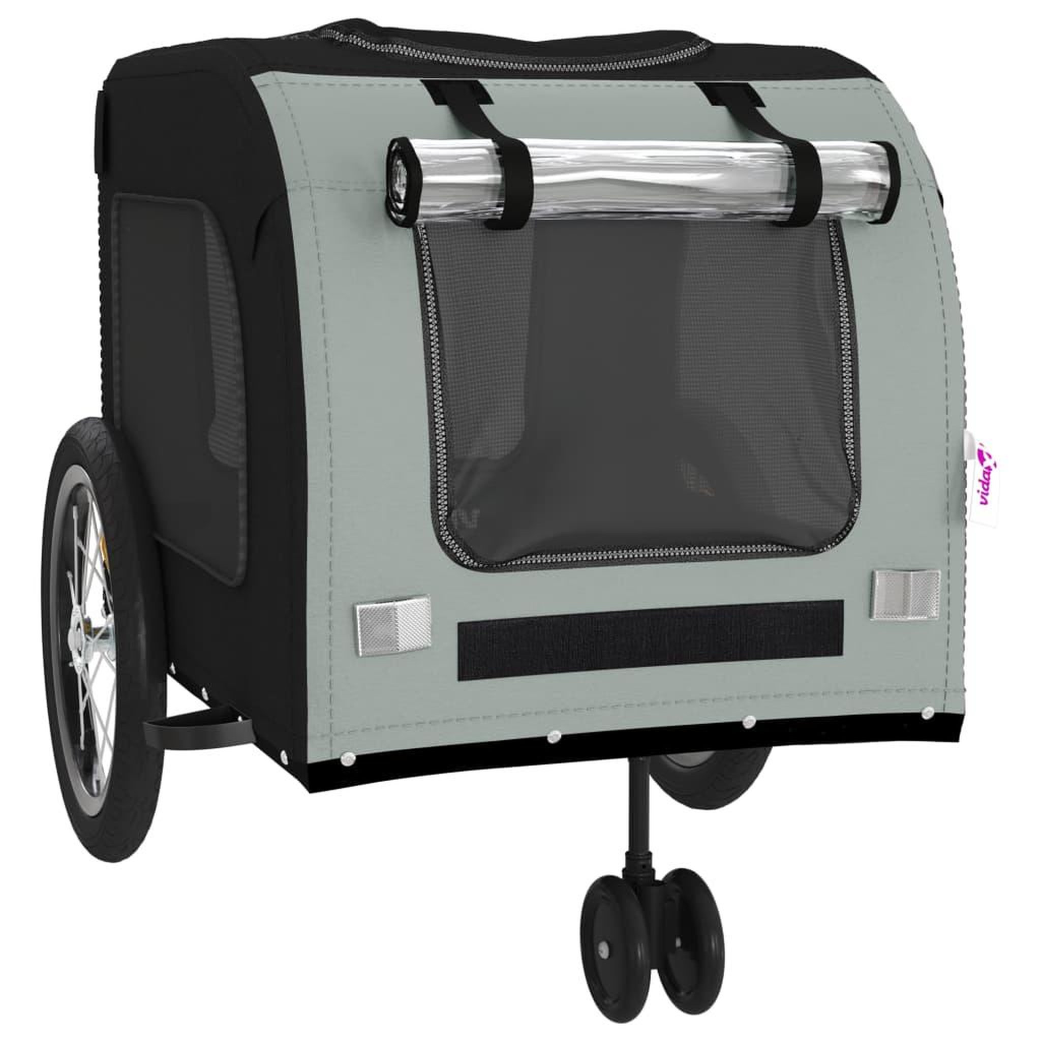 Voir la diapositive 5 : VIDAXL Remorque de velo pour animaux de compagnie noir et gris