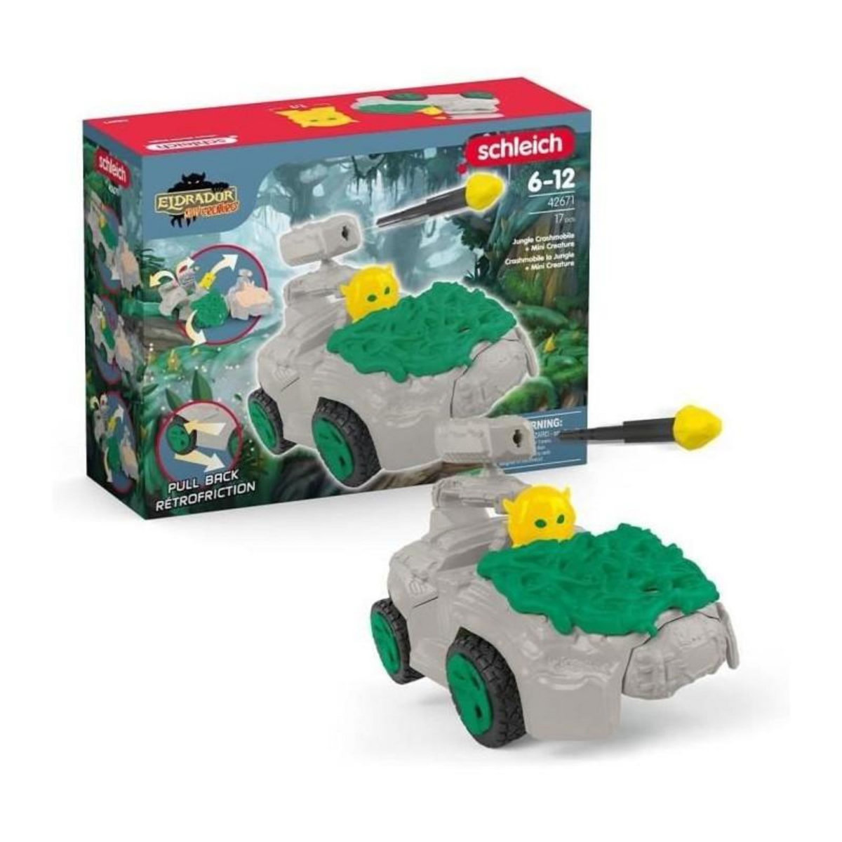 Schleich SCHLEICH- Crashmobile de la Jungle avec Mini Creature- 42671- Gamme Eldrador Mini Creatures