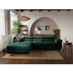 BEST MOBILIER Pablo - canapé d'angle gauche - 6 places - convertible avec coffre et têtières réglables - en velours. Coloris disponibles : Beige, Noir, Gris, Bleu, Vert, Jaune