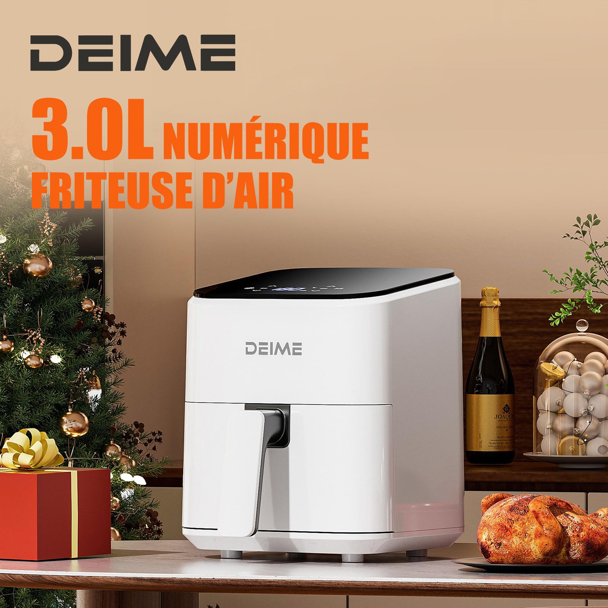 Voir la diapositive 3 : DEIME DEIME - Airfryer  2,5 l 1000 w écran tactile cuisson 360° – blanc