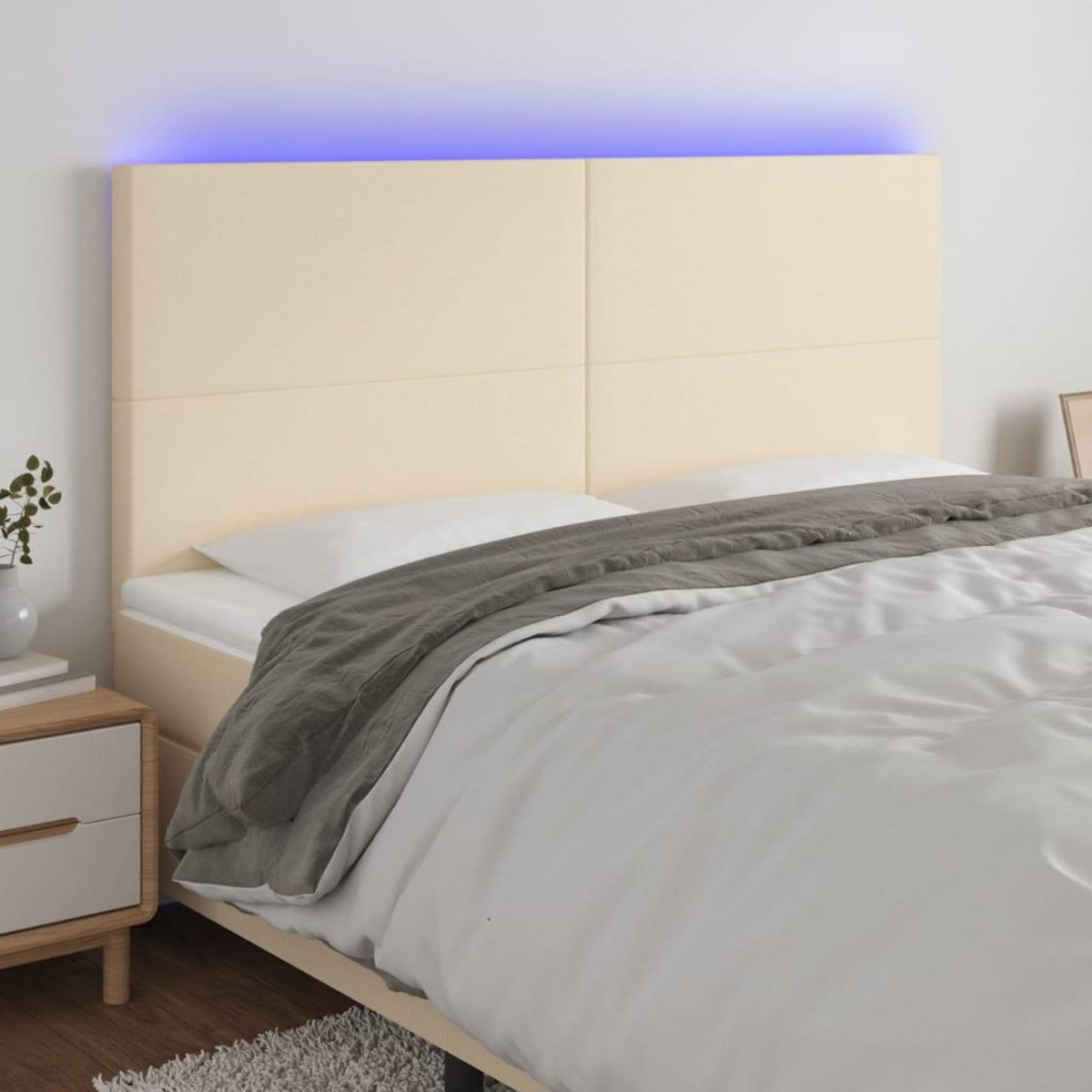 VIDAXL Tete de lit a LED Creme 200x5x118/128 cm Tissu