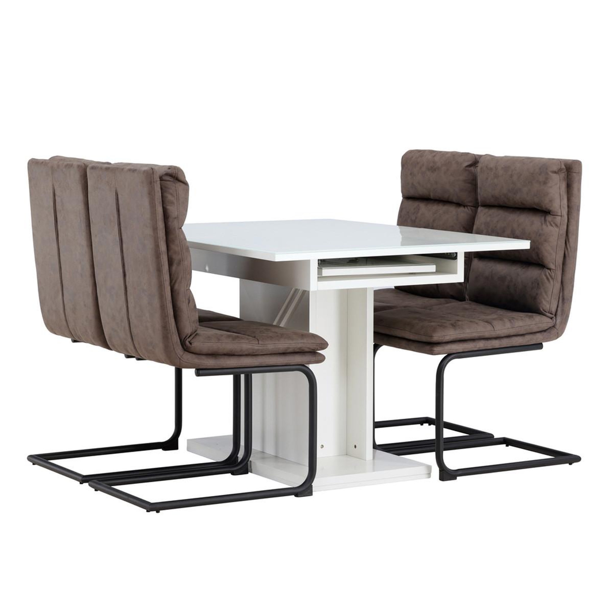 Voir la diapositive 2 : Paris Prix Ensemble table à manger extensible & 4 chaises  pluto & zizo  160cm blanc & marron