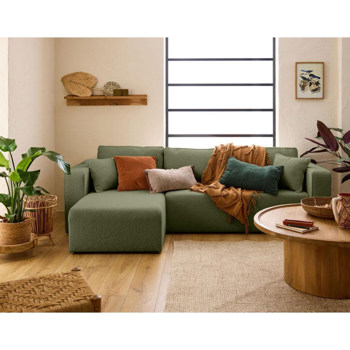 BEST MOBILIER Topaze - canapé d'angle réversible - 4 places - convertible avec coffre - en tissu bouclette