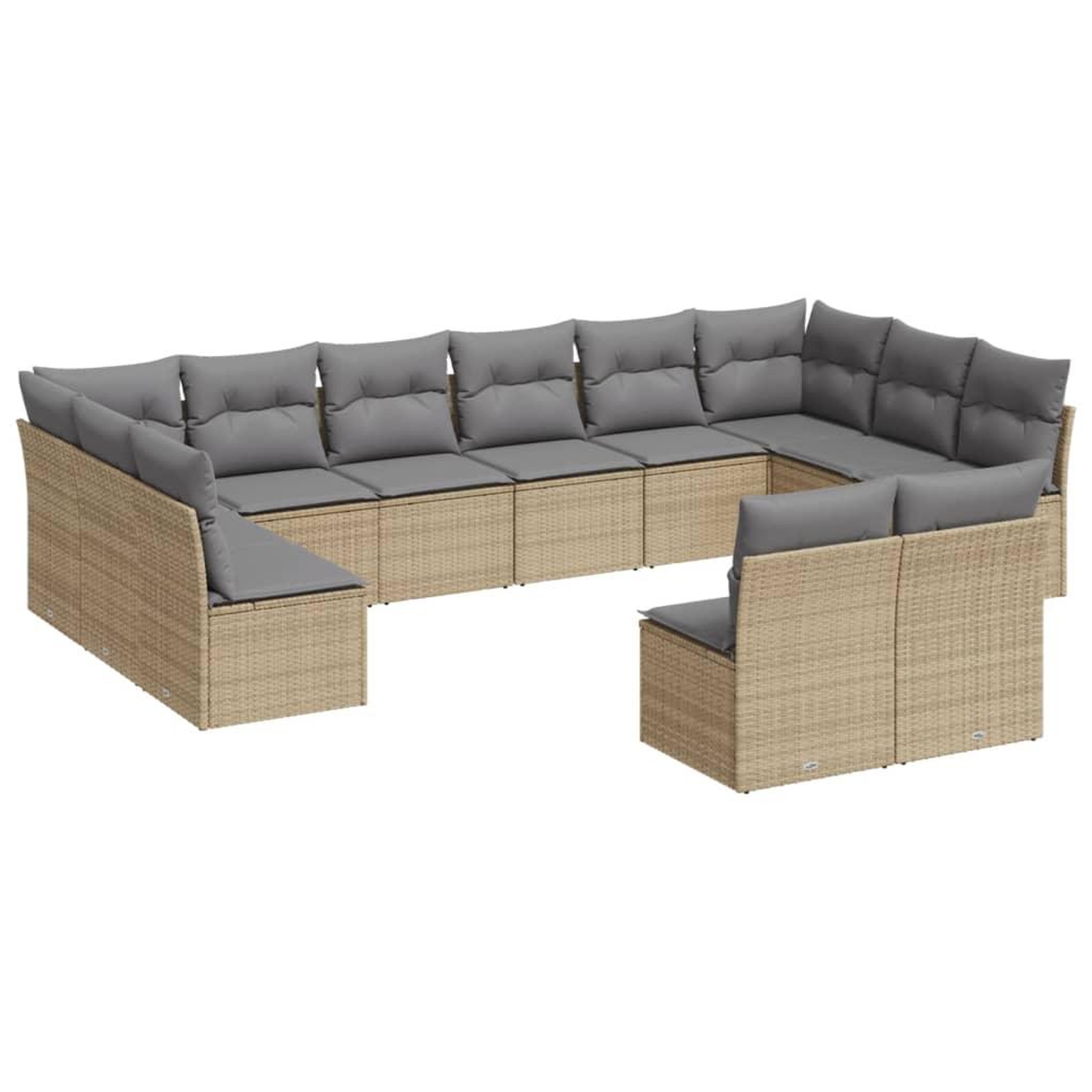 Voir la diapositive 2 : VIDAXL Salon de jardin avec coussins 12 pcs beige resine tressee