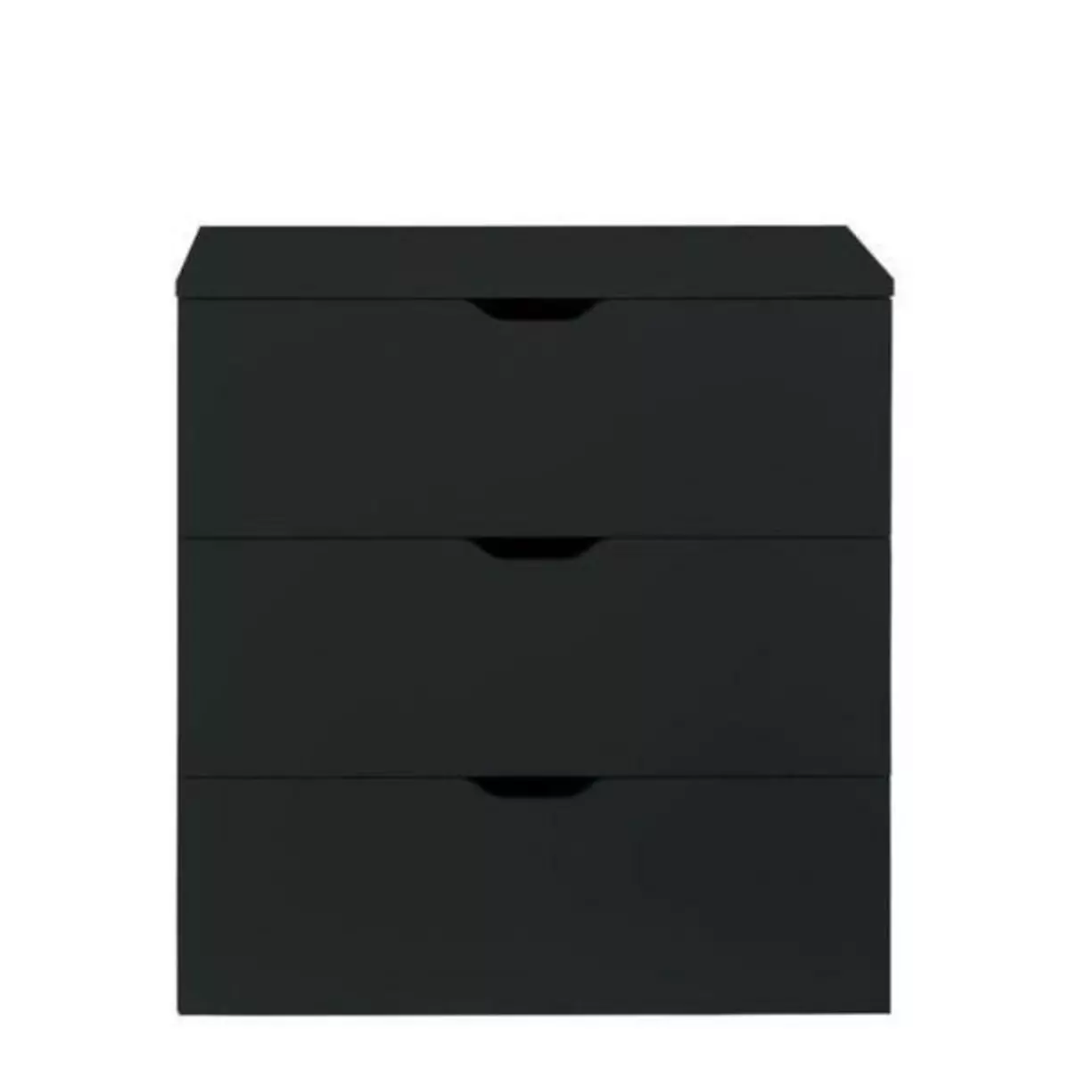  Commode - Meuble  BASIX - 3 tiroirs - Mélaminé Noir mat - L 78 x P 40 x H 80 cm - Noir mat