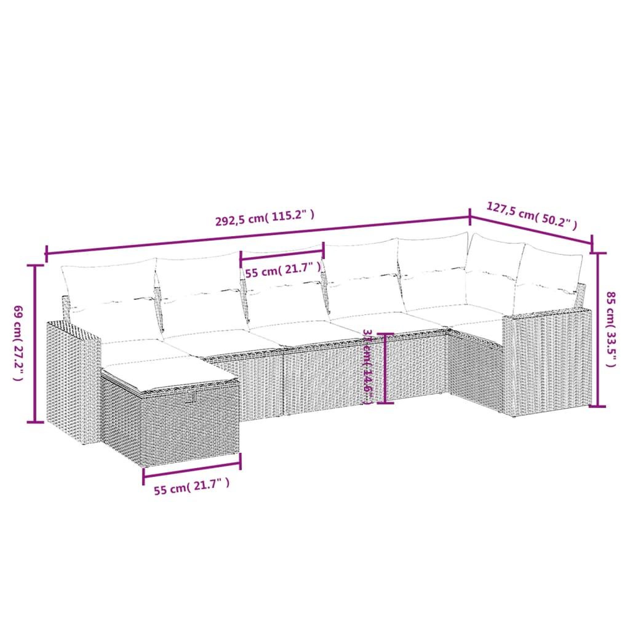 Voir la diapositive 5 : VIDAXL Salon de jardin 7 pcs avec coussins noir resine tressee