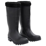VIDAXL Bottes de pluie avec chaussettes amovibles noir taille 42 PVC